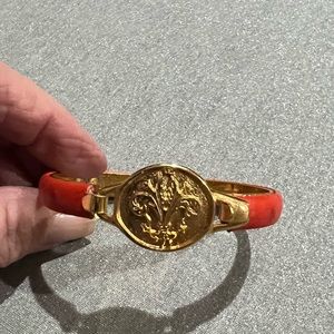 Orange leather bracelet 24 caret plated from Italy